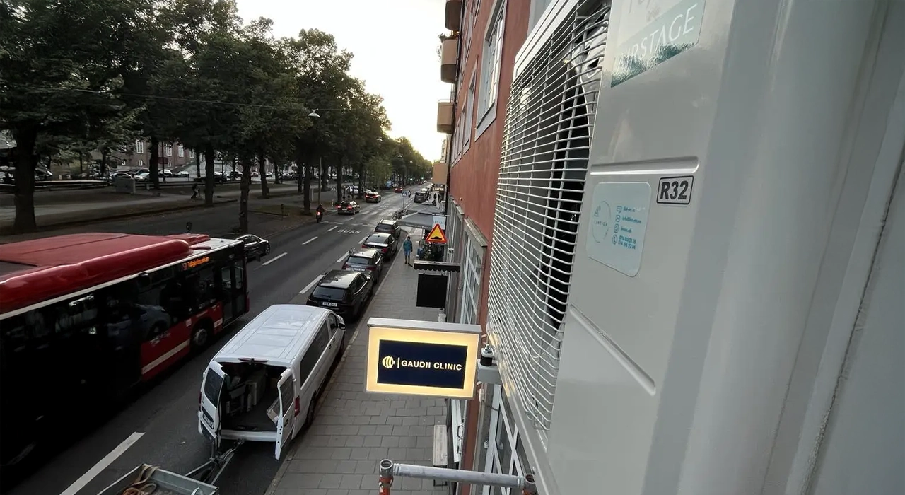 Luftvärmepump på byggnad>